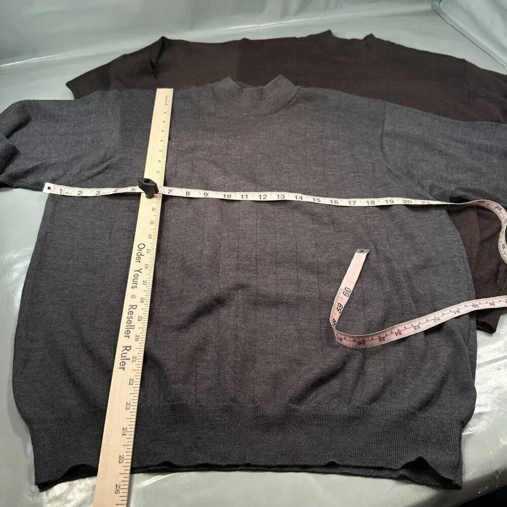 Joseph Lyman Crewneck Sweaters Mens Fine Merino Wool Italy Bundle Gray Brown